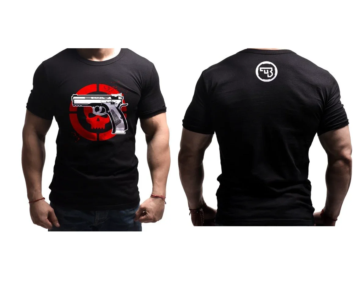 

CZ Pistol T Shirts for Men Cotton Novelty T-Shirts Round Collar Smith Cool Wesson Tees Short Sleeve Tops Summer