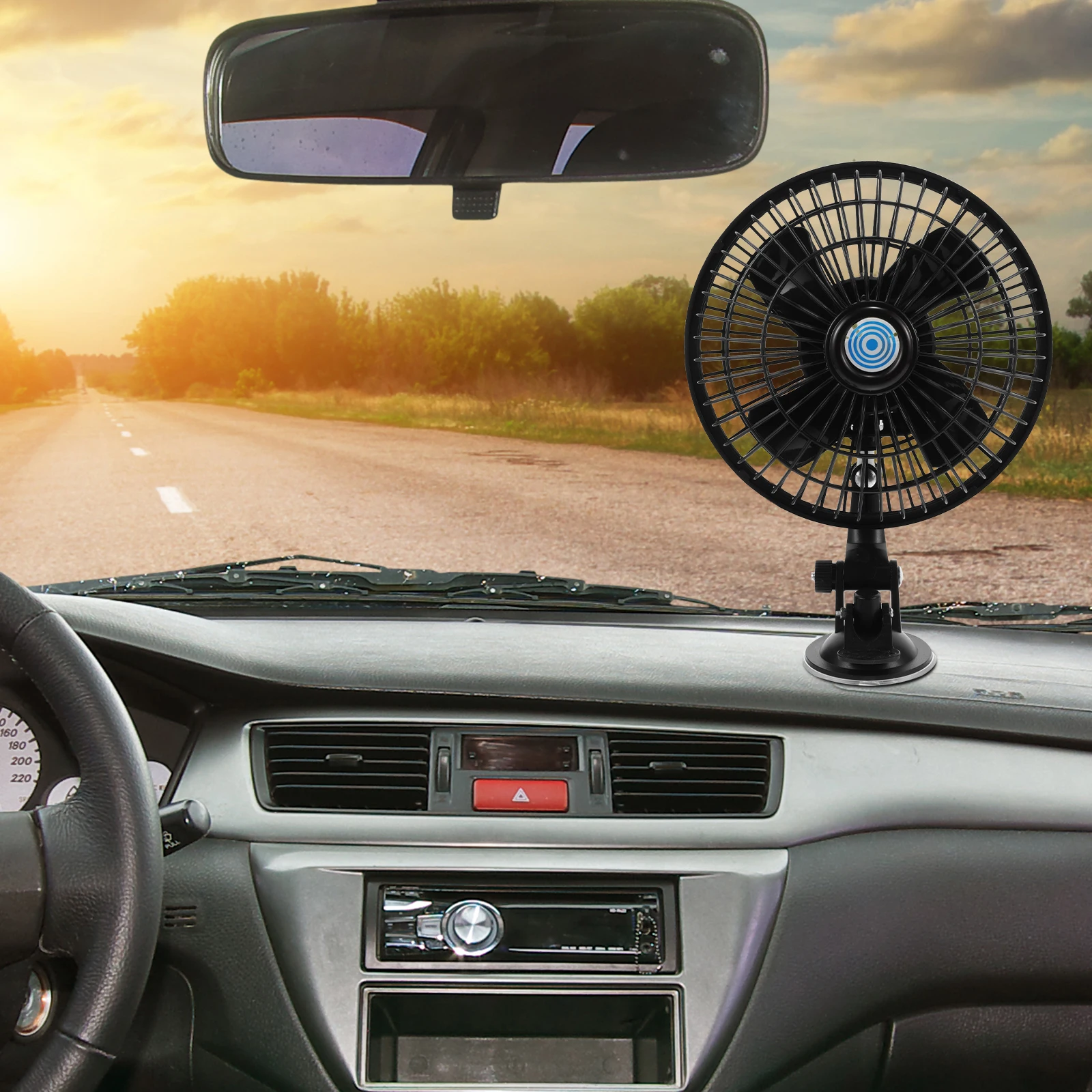 

6 Inch Car Fan Rear Seat Backseat Strong Wind Air Fans for The Vehicle Black 12v
