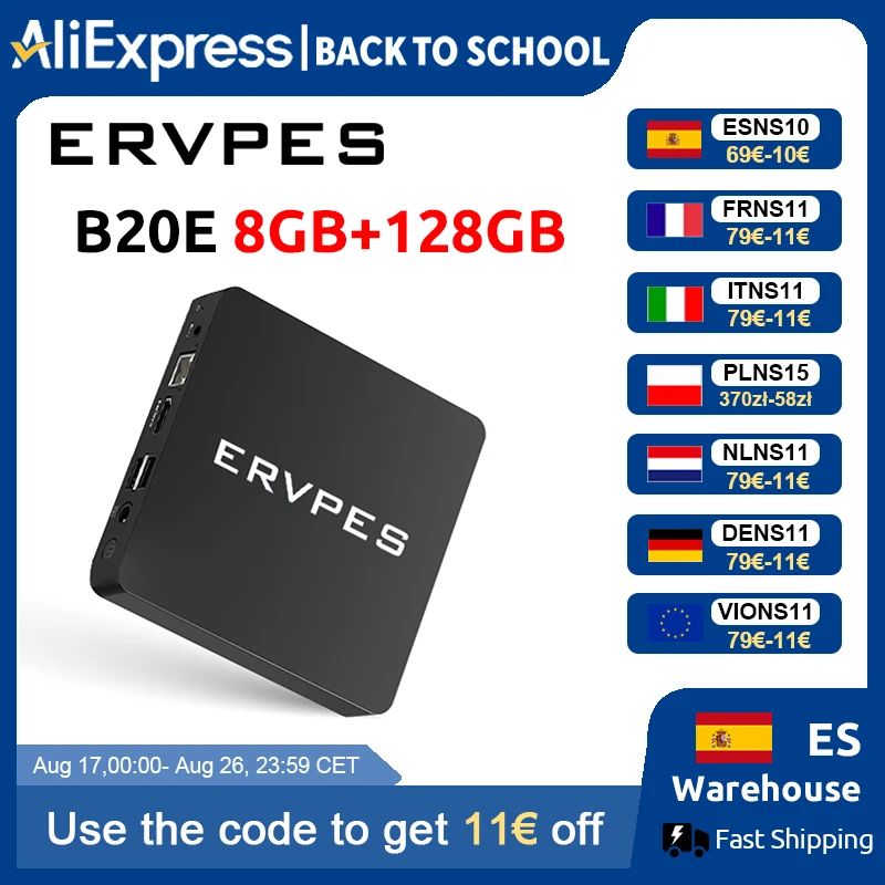 Mini PC ERVPES B20E con Windows 11 Pro, 8GB de RAM, 128GB SSD, Intel 6500Y, Microcomputadora de Escritorio, Wifi de Doble Banda
