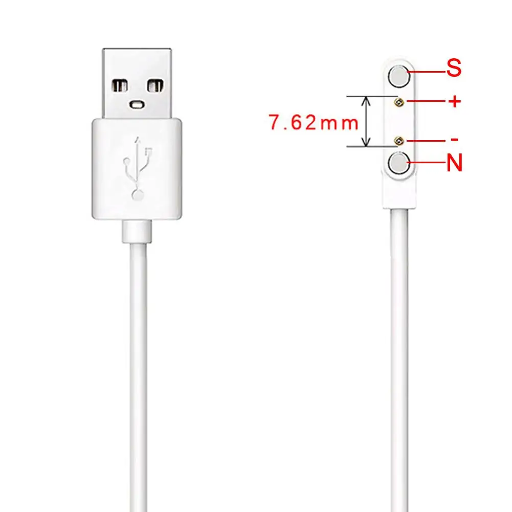 Ładowanie magnetyczne kabel do ładowania inteligentnego zegarka do 2 pinów 2.84/4/7.62mm odległości czarne nowatorskie kable ładowarka USB