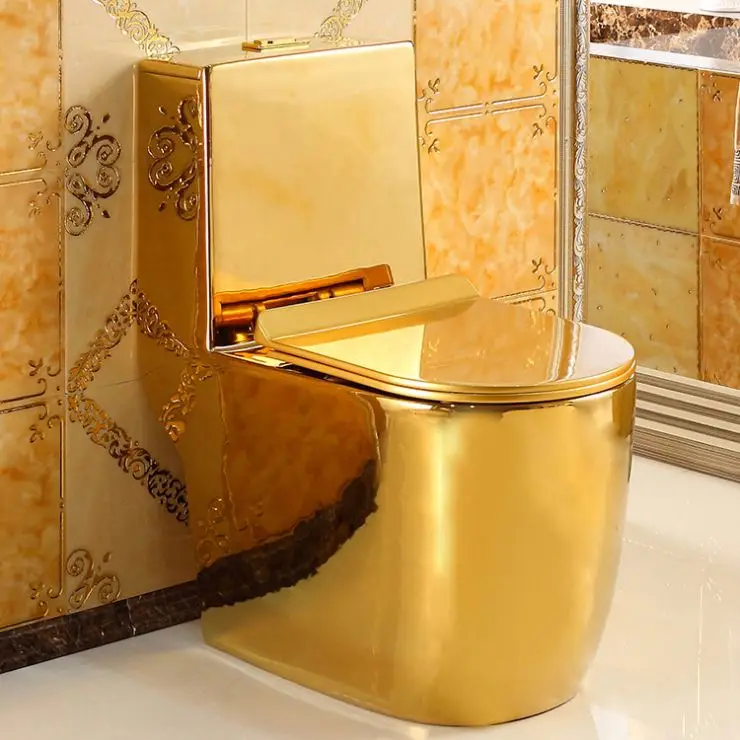 

Sanitary Ware Washdown Customize Diamond Golden One Piece Toilet Manufacturer Gold Color Toilet