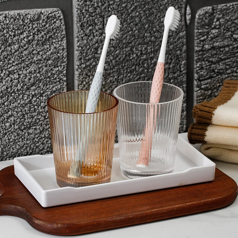 Couple Cup Glass Cup Hotel Homestay Washing Cup Toothbrush Cup with Tray Set Nordic Ins Style Small Transparent 220ml 350ml New