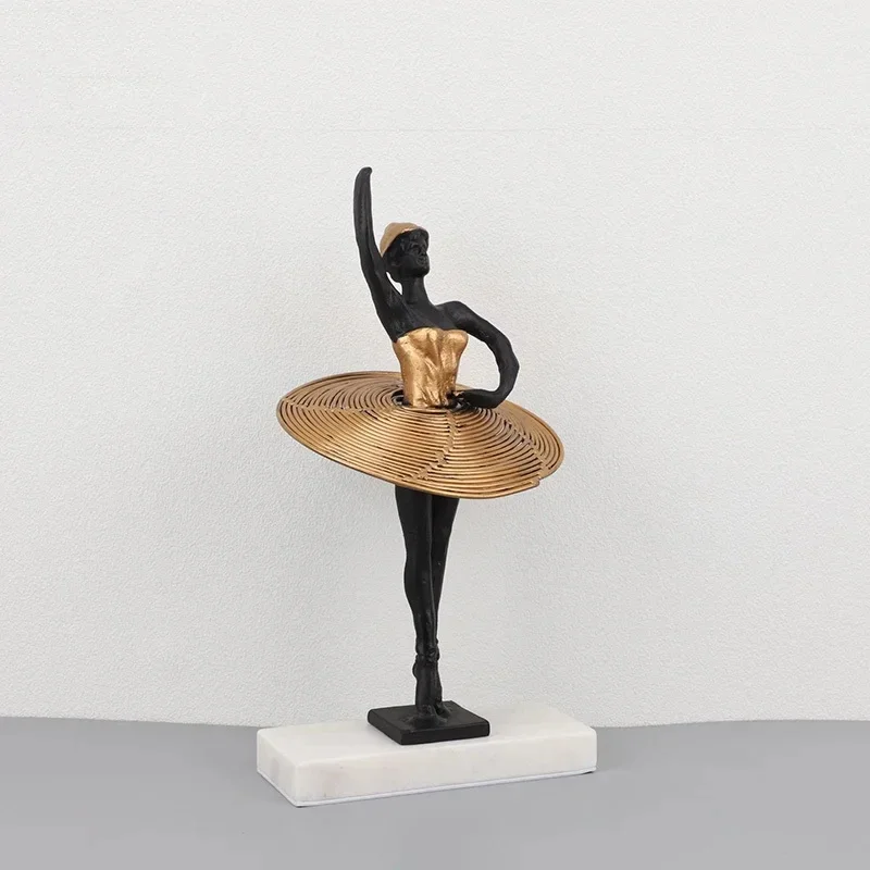 Creative Ballet Dancer Figures Statue Desk Decoration Ornaments Golden Ballerina Character Sculpture Room Aesthetic Decor
