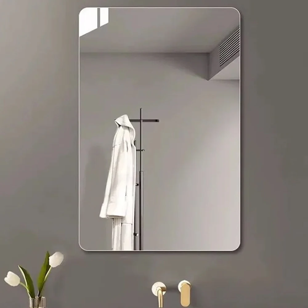Espelho Adesivo Plástico 25x40cm Flexível em Formato Oval ou Retangular para Decoração de Interiores