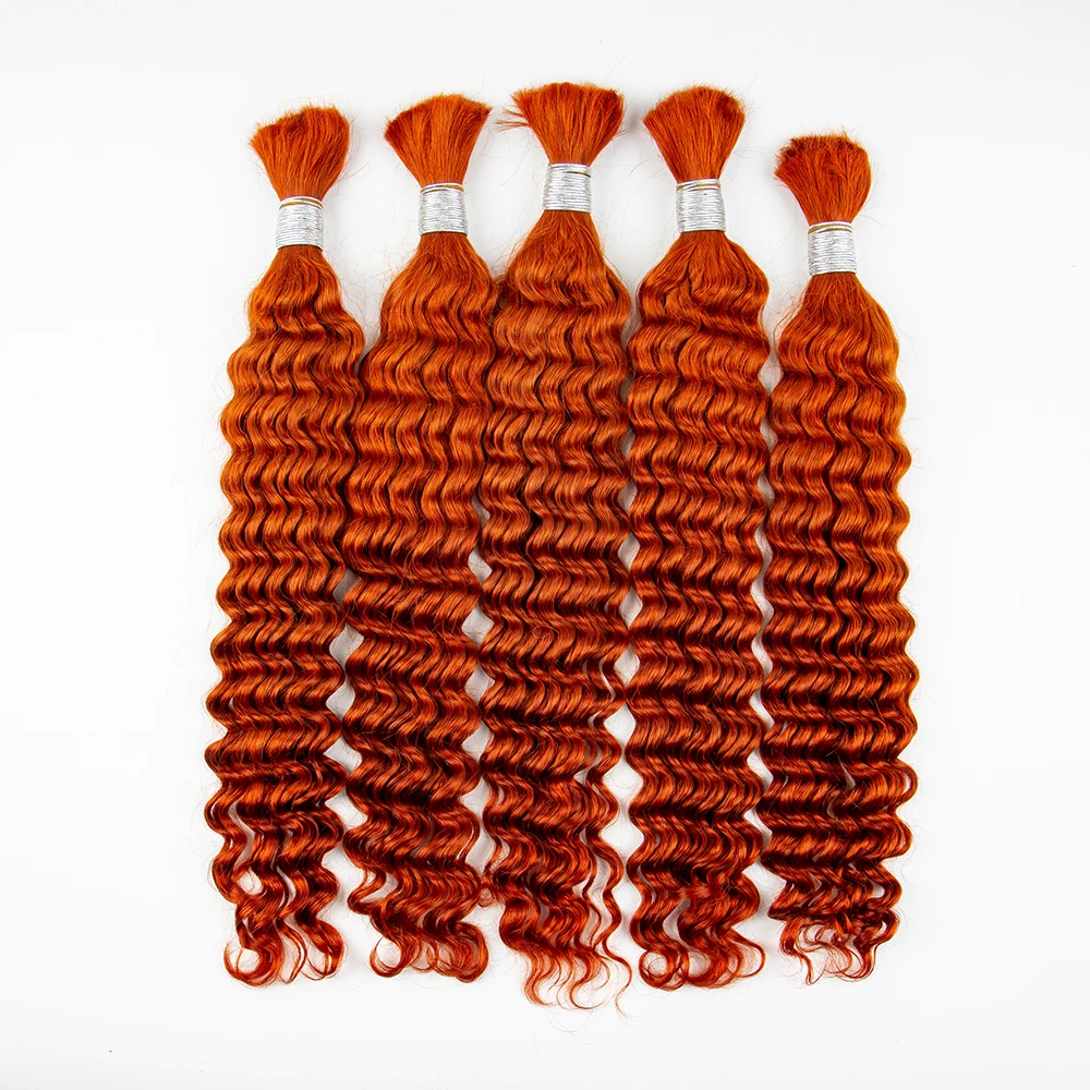 Deep Wave Boho Braids Human Hair Ginger 350# Human Hair For Boho Braiding 2 Bundles 100g