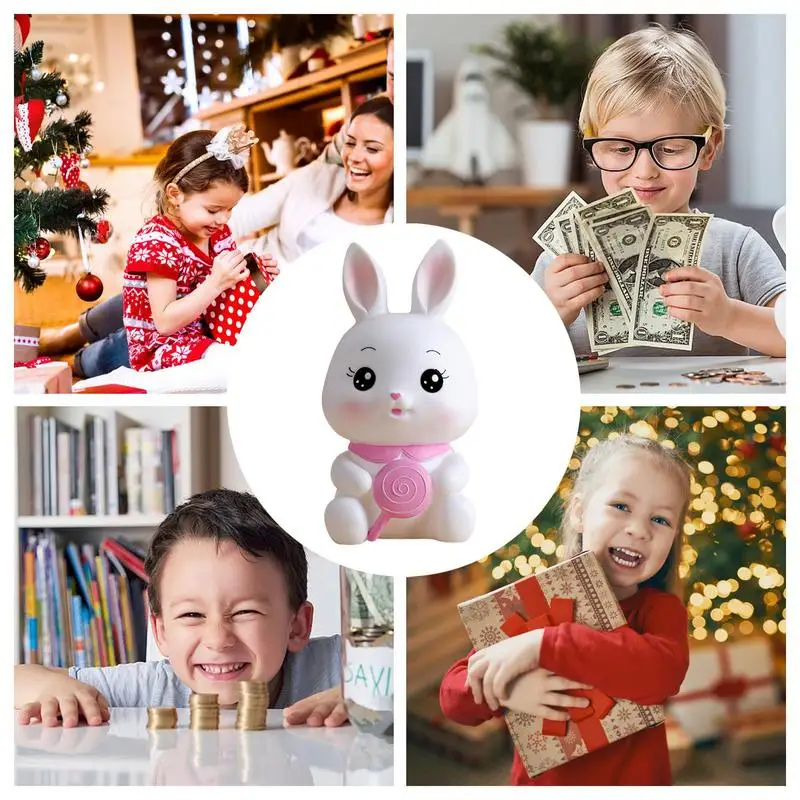 Konijn Bank Desktop Dierenstandbeeld Spaarpot Onbreekbaar Cartoon Konijn Banken Kids Bunny Geld besparen Pot Dierenbeeldje Voor