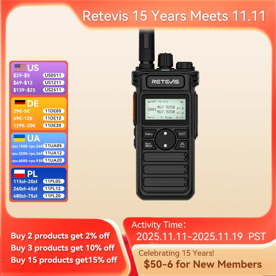 

Retevis RT86S 10W рация радиоприемник рации радиостанция домофон радио 1 2 шт мощные 10w Radio для охоты Walkie Talkie портативный портативная мощная радиостанции Type c VOX раций радиосвязь с экраном портативные