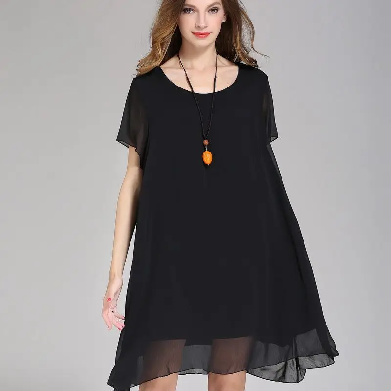 2024 Summer Fashion New Women's Oversize Dress Loose Commuter Leisure Noble Chiffon A-line Skirt