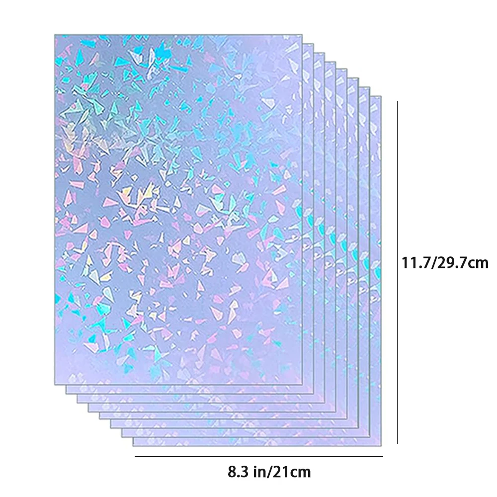 Diamond Holographic Sticker Paper Self-Adhesive Star Overlay Laminating Sheets A4 Size 8.3x11.7 Inches No Machine Needed