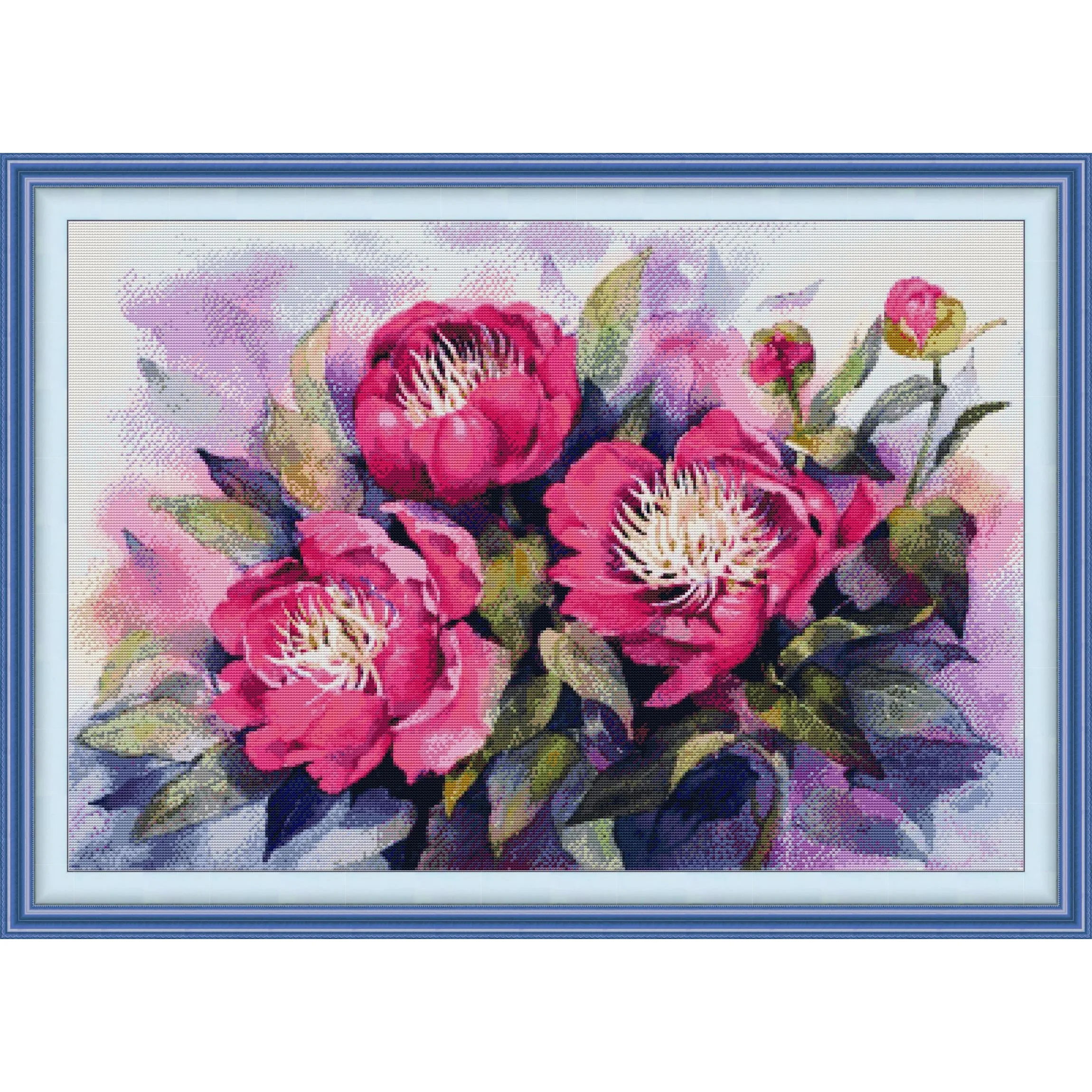 

Набор для вышивания крестиком Soulgift News с предварительно нанесенным рисунком, ткань Аида с нанесенным узором, нитки DMC, набор для вышивания - Акварельный пион