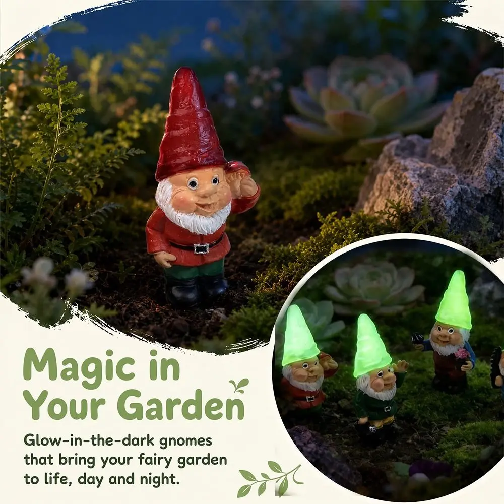 4Pcs Luminous Dwarf Elf Garden Lamp Inserting Resin Landscape Light Micro Landscape Inserting Dwarf Courtyard Decoration Light