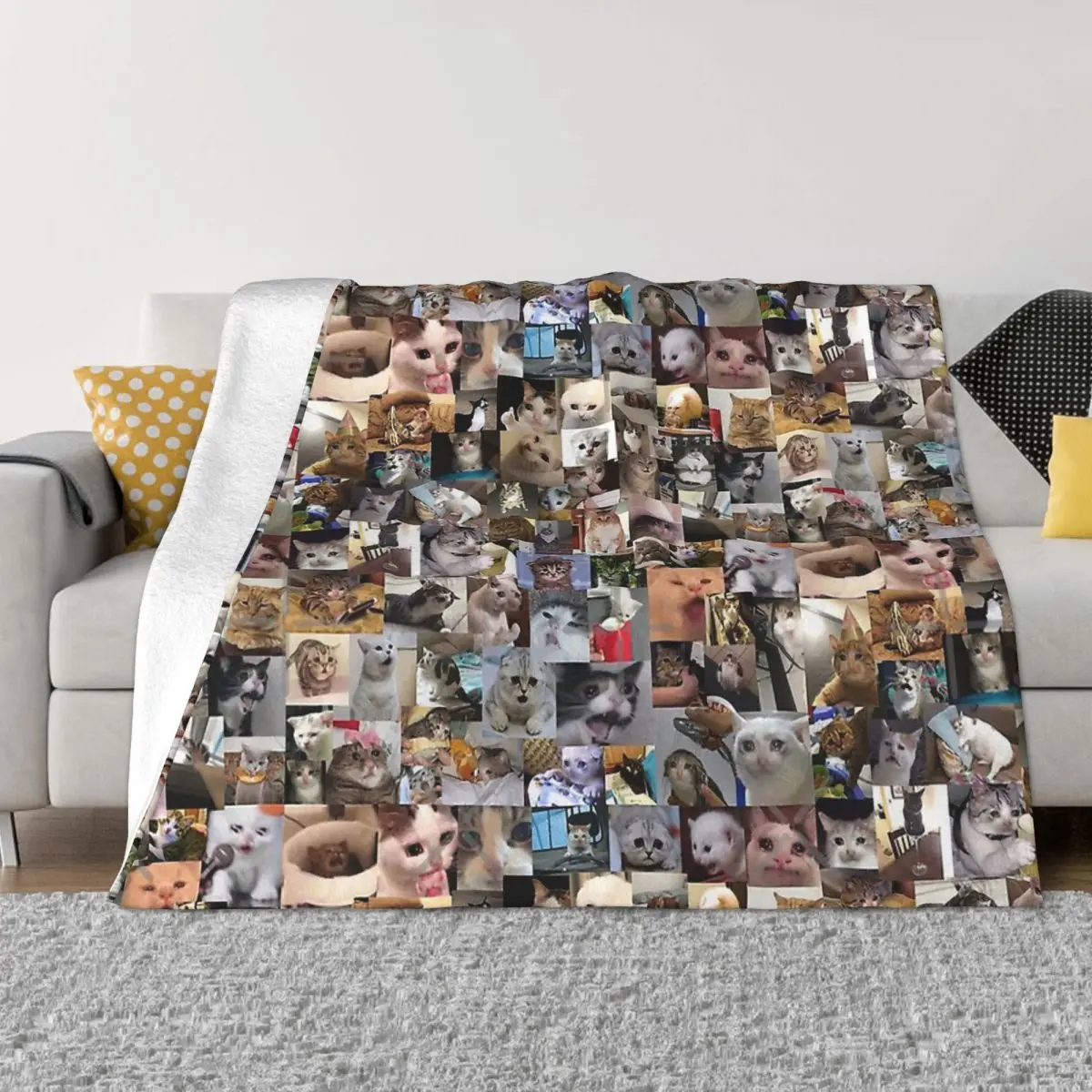 Meme Blanket Flannel Ultimate Sad Cats Cozy Soft FLeece Bedspread