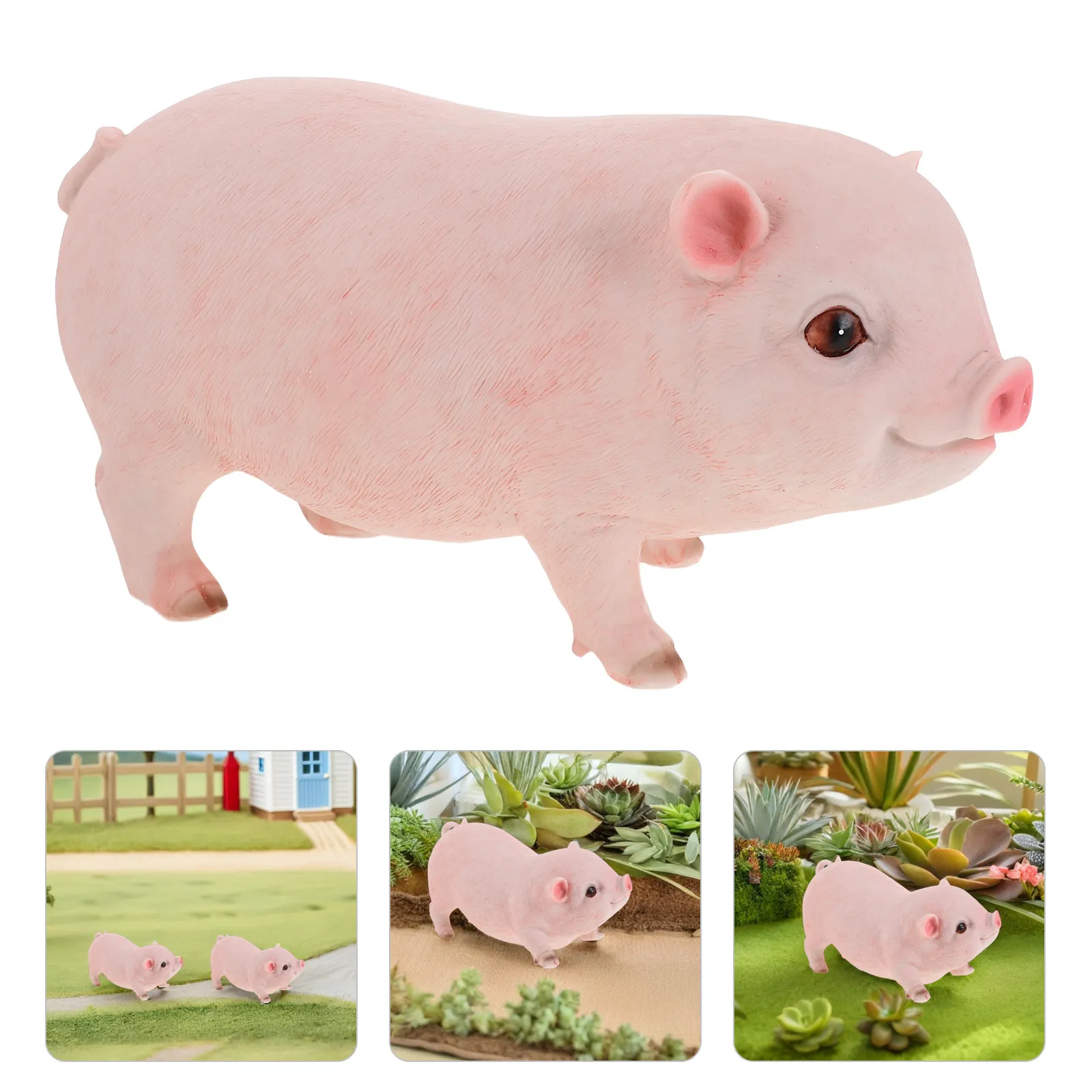 

Пара милых миниатюрных свинок из смолы, реалистичные маленькие фигурки свиней для декора сада, улицы, патио, стола, декоративная скульптура животных