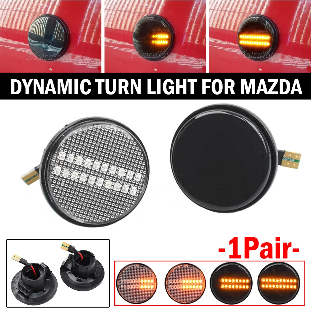 2Pcs Led Dynamic Arrow Blinker Indicator Side Marker Turn Signal Light For Mazda MX5 MX-5 Mk1 Mk2 Mk3 1989-2015 NA NB NC Canbus
