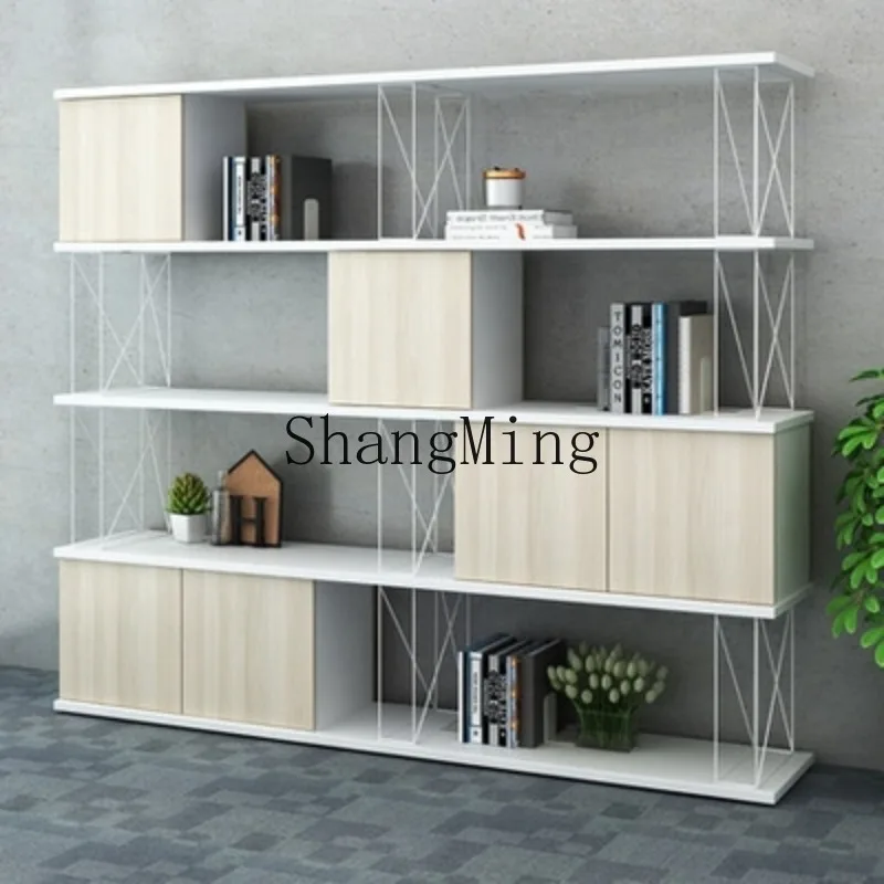 

ZHB Industrial Wind Office File Lattice Display Shelf Wrought Iron Partition Storage Bookcase G