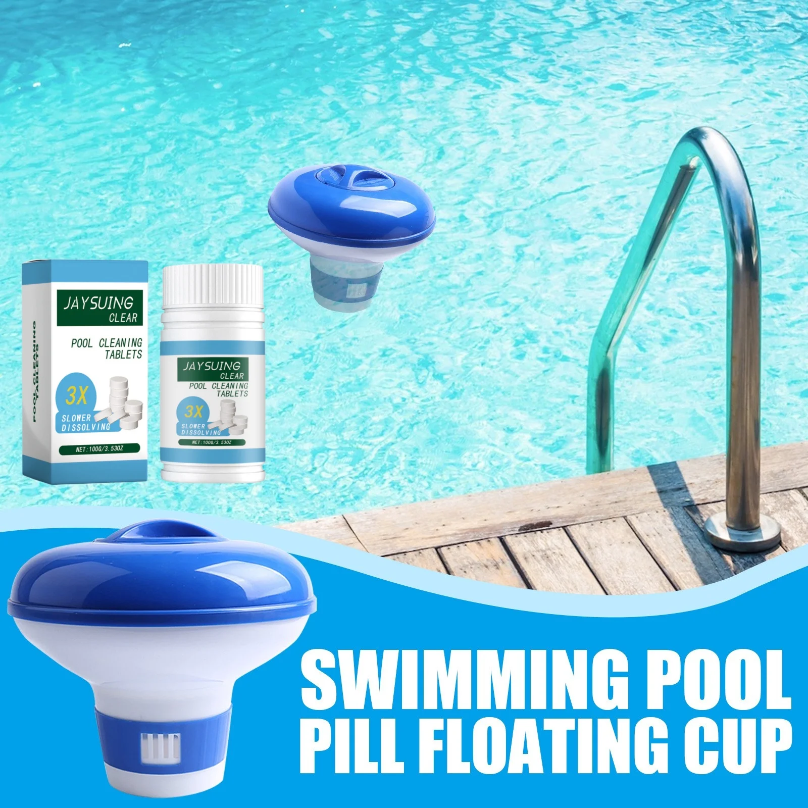 Dispensador de produtos químicos para spa flutuante, flutuador de comprimidos de cloro/bromo, copo flutuante para comprimidos, comprimidos efervescentes para limpeza de piscinas