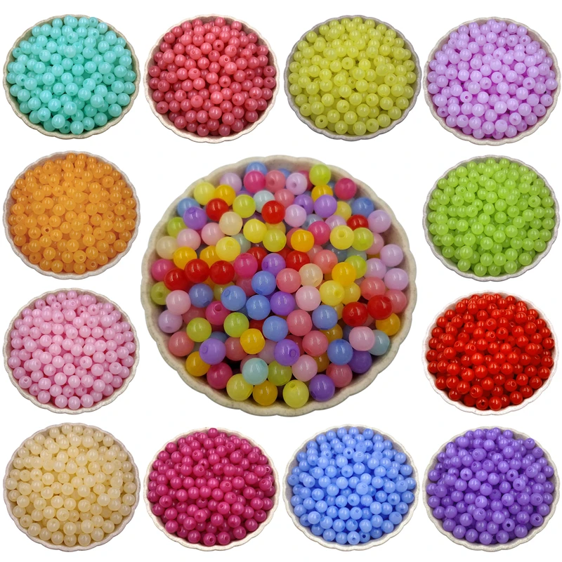 DIY Findings Jewelry Accessories Single Hole Jelly Color 80Pcs 6mm Acrylic Beads Hot Sale Pendant Bracelet Necklace Wholesale