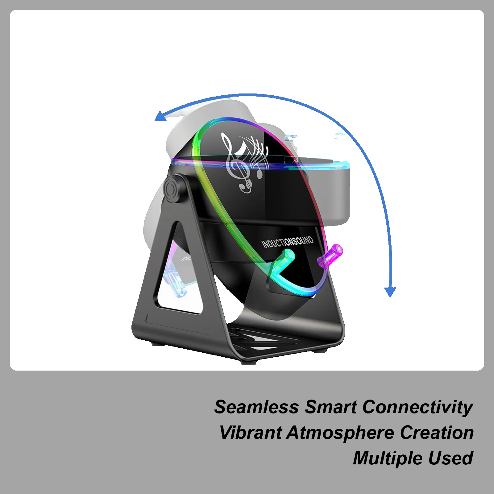 

Индукционный динамик для телефона с подсветкой, вращение на 180 градусов, стереозвук, подставка для мобильного телефона с зарядным устройством для динамика на Рождество