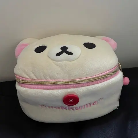 Kawaii Rilakkuma Bear Elliptical Stereoscopic Pencil Bag Portable Stationery Storage Bag Easy Bear Storage Bag Makeup Bag Gifts