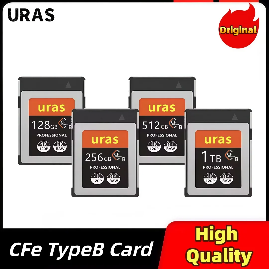 

Профессиональная карта памяти URAS CFexpress Type B 128 ГБ 256 ГБ 512 ГБ 1 ТБ XQD, улучшенная карта CFE для Nikon Z6 Z7 Canon R5 1DX3