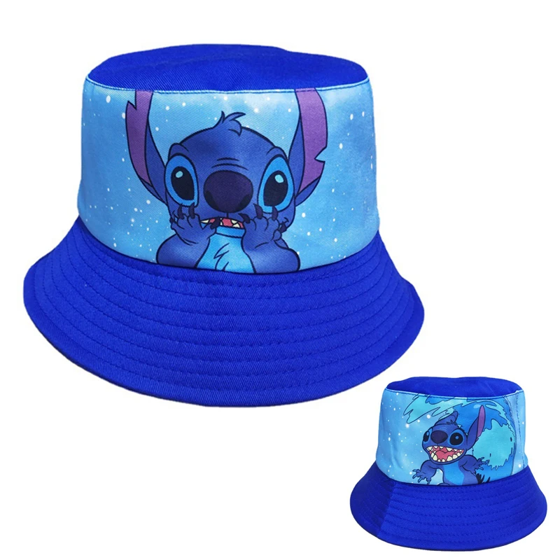 

Disney Stitch Children Bucket Hats Kawaii Cartoon Figures New Kid Casual Hat Sun Caps Snapback Sun Protection Unisex Accessories