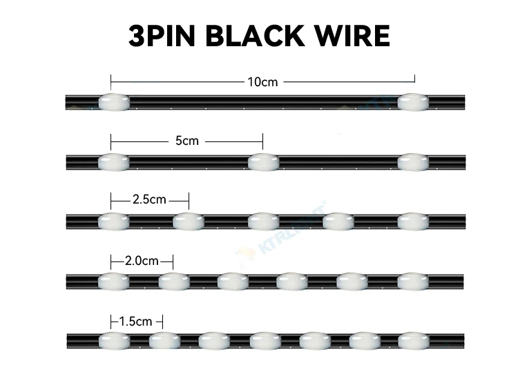 3-polige DC5V/12V Schwarze LED-Pixel-Lichterkette WS2811 RGB Programmierbare Lichterkette Feiertagsatmosphäre-Beleuchtung Weihnachtsbeleuchtung – Detail 6