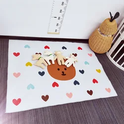 INS Nordic Baby Game Mat Crawl Carpet Children Room Carpet Rectangular Cartoon Bear Printed Game Mat Kids Bedroom Decoration