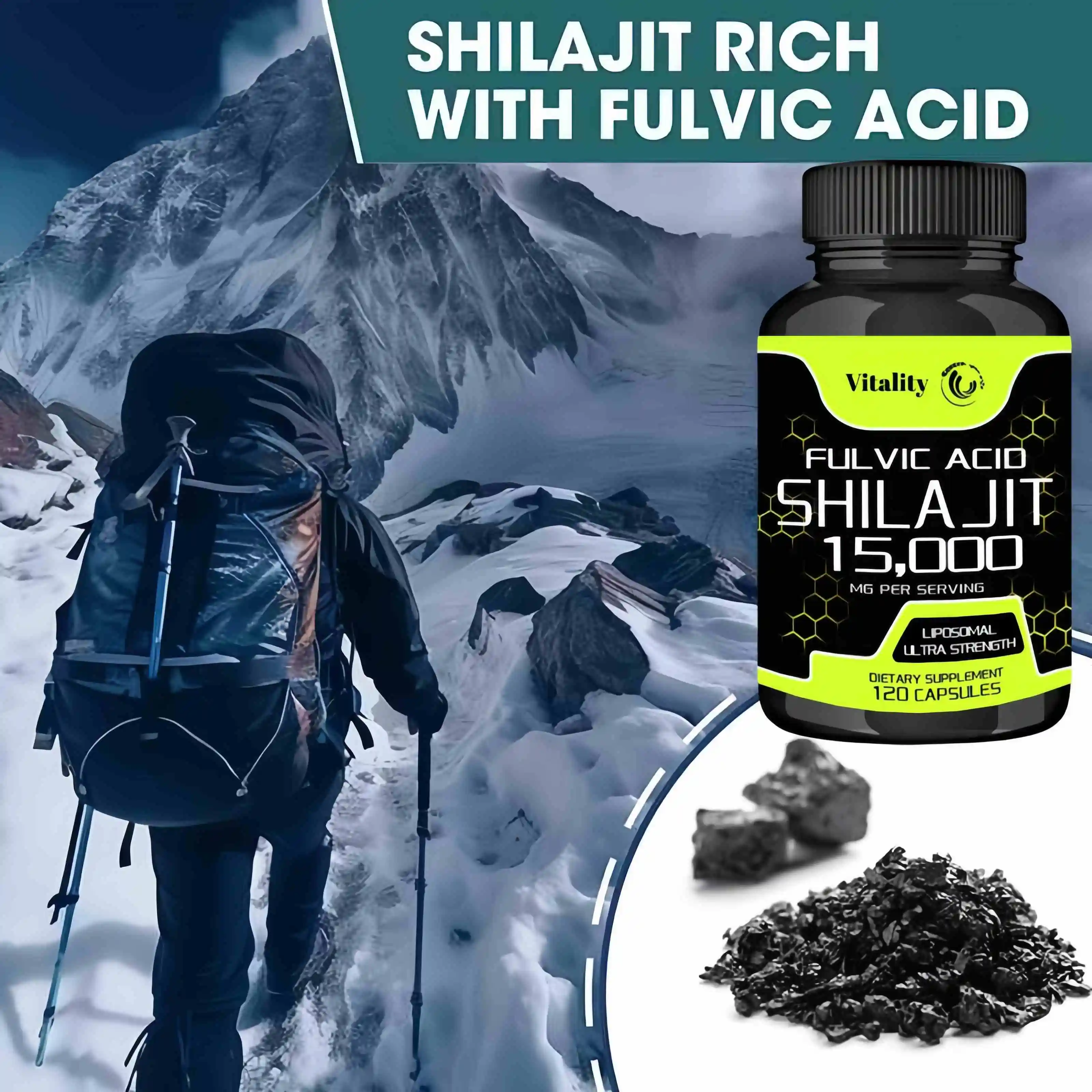 Pure Organic Shilajit Supplement - Fulvic Acid & Trace Minerals for Men and Women, Energy & Cognitive Bone Immune Health