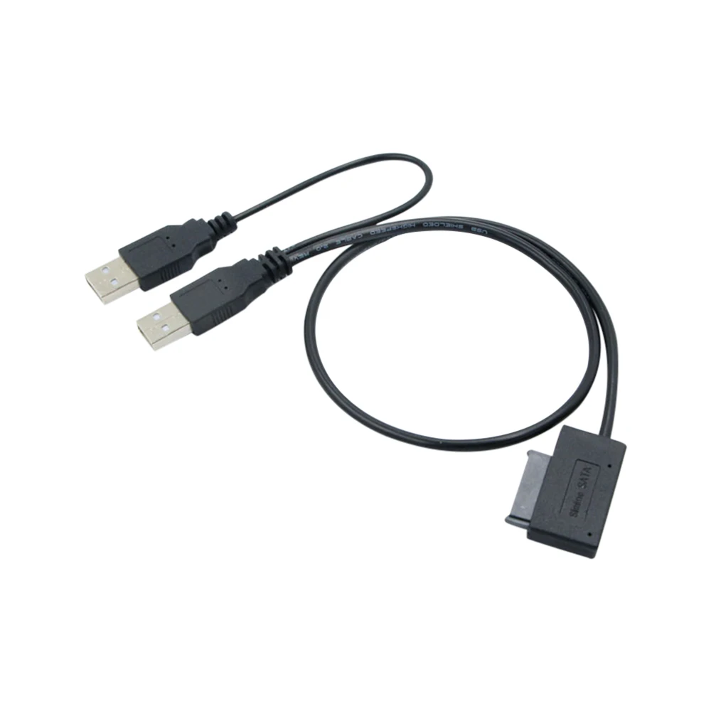 USB 2.0 to 6+7 13Pin Slimline Slim SATA Cable with External USB2.0 Power Supply for Laptop CD-ROM DVD-ROM for HDD Caddy