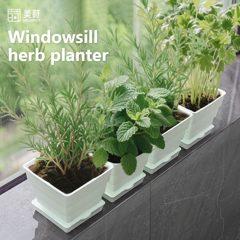 Meshpot Windowsill Herb Planter Herb Garden Planter Indoor Perfect for Any Kitchen Countertop Gardening Planter Kit I
