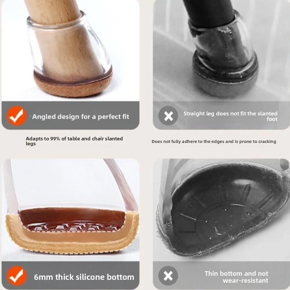 8 قطعة حماة ساق الكرسي القطرية أغطية القدم متعددة الوظائف حماية الأرضيات الخشبية سميكة التفاف ورأى منصات مرنة #3