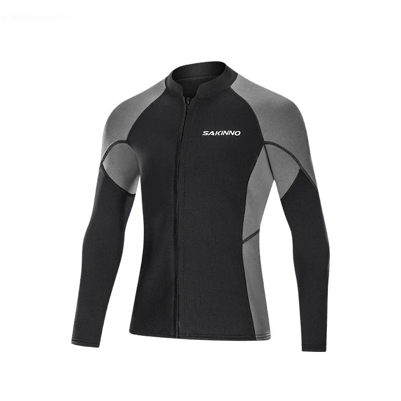 2mm diving top men's warm and cold sunscreen clothing, split long-sleeved wetsuit swimming, surfing, snorkeling, quick-drying cl