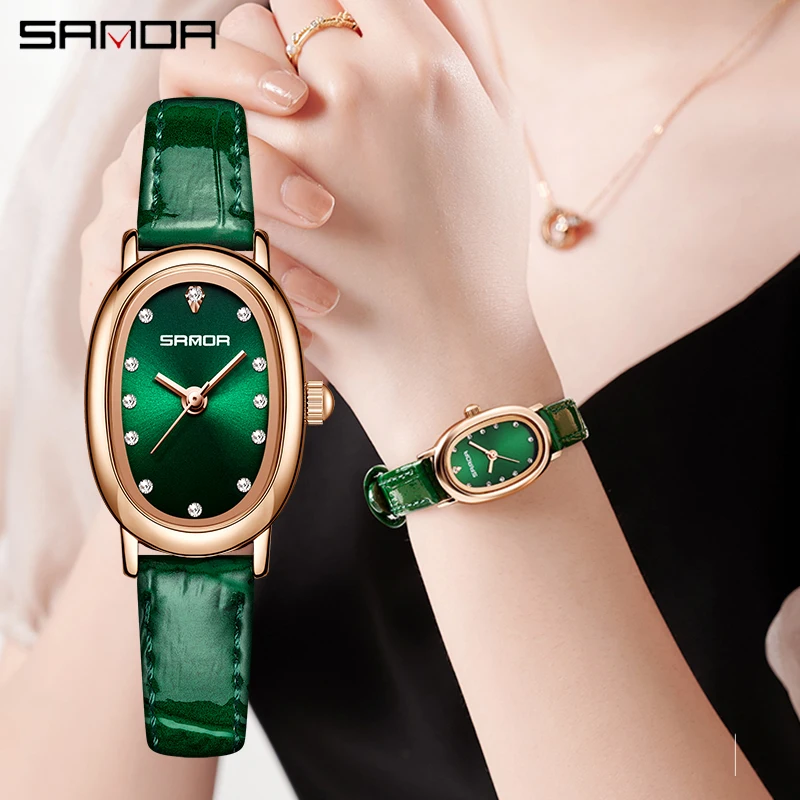 SANDA 2023 New Ladies Elegant Oval Dial Waterproof Quartz Business Watch 30M Waterproof Sports Women Bracelet Reloj Mujer