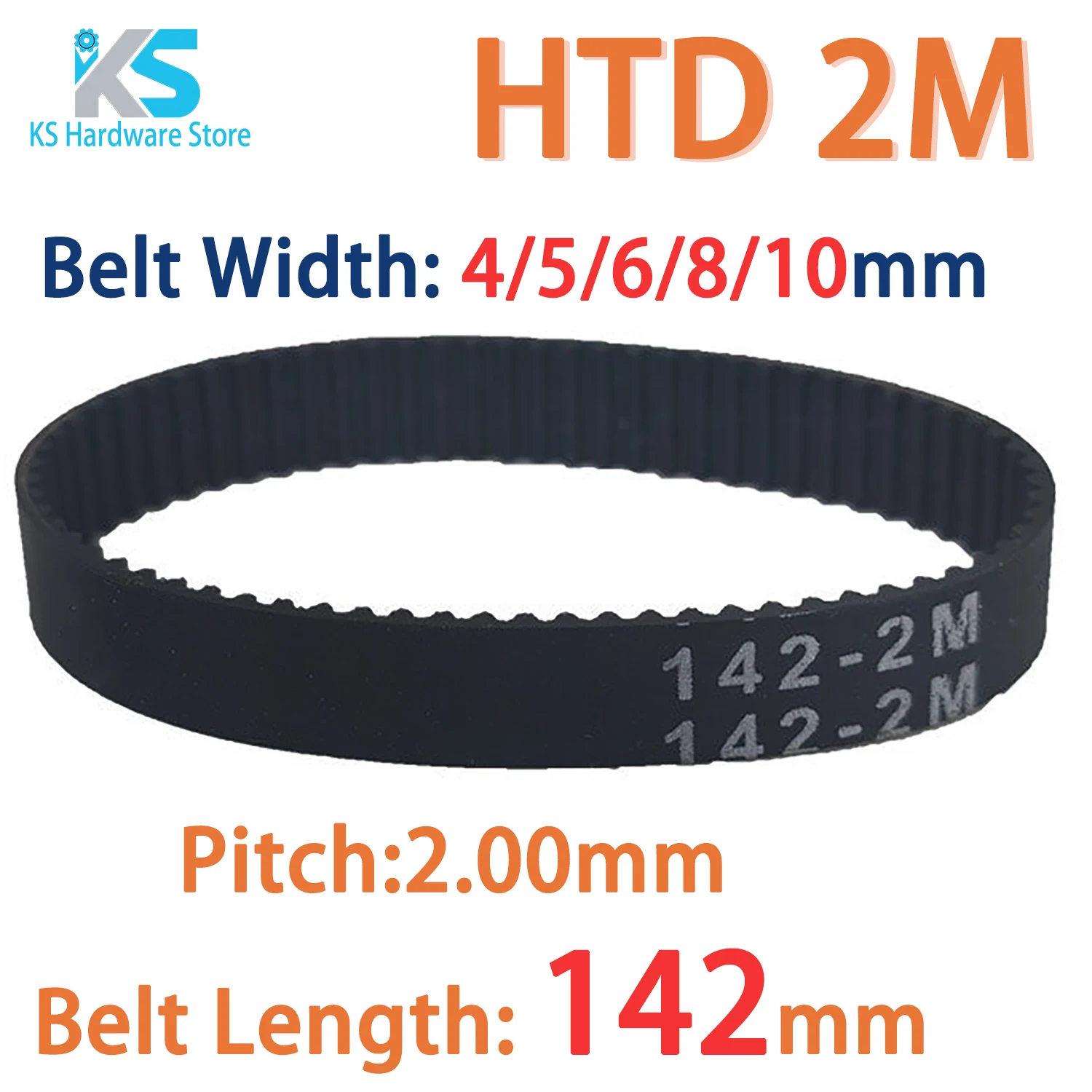 HTD 2M 142mm 2M Rubber Timing Belt Perimeter=142 Robot Timing Belt Width 4/5/6/8/10mm Length 2M-142mm Synchronous Belt Pitch 2mm
