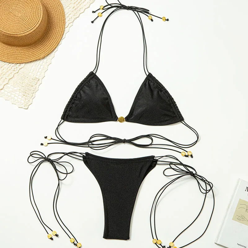 Tweedelige bikini's 2025, damesbadpak, push-up badpak, sexy bikini's, badmode, strandkleding, effen biquinis