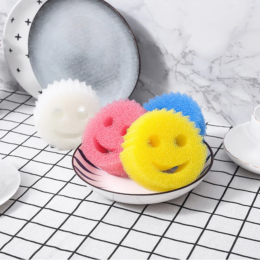 5pcs Smiling Face Magic Cleaning Wipe Kitchen cleaning tools dish washing brush For kitchen