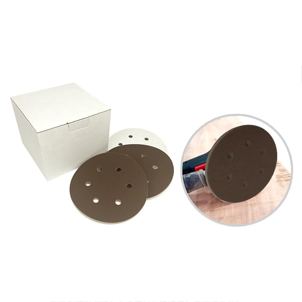 1 Pcs 6 Inch 6 Hole Sponge Disc Red Sandpaper Flocking Aluminum Alloy Mold Line Plastic Parts Sanding 150MM 300-2000 Grit