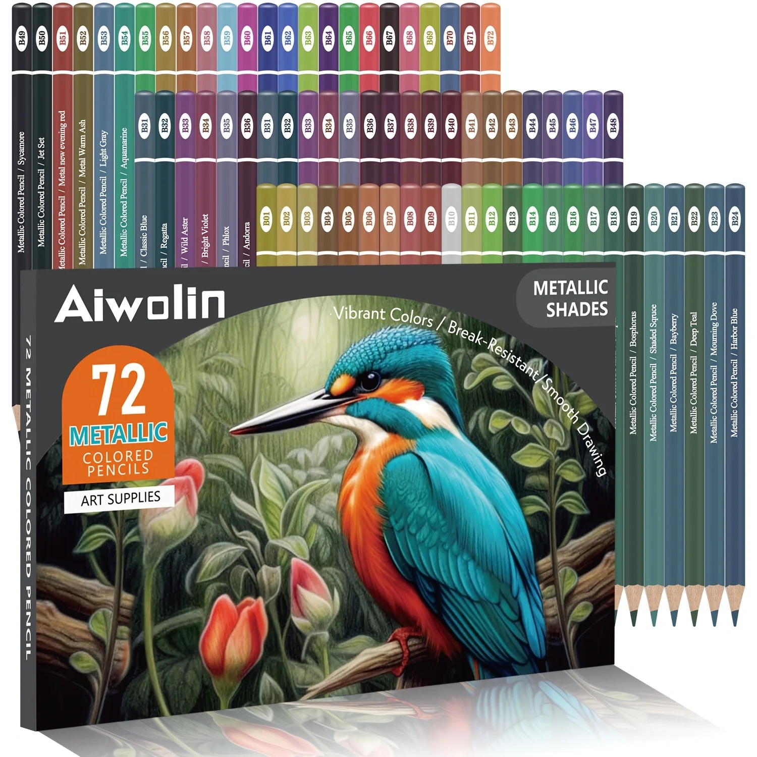 72 lápices de colores metálicos, lápices de colores para lápices de colores, juego para lápices con purpurina, lápiz de madera para artistas y dibujar