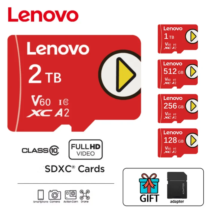 Lenovo Micro TF SD Card 2TB 128G V60 Mini SD Card 512G Class 10 256GB High Speed Memory Card 128GB For Nintendo Switch Phone Ps5