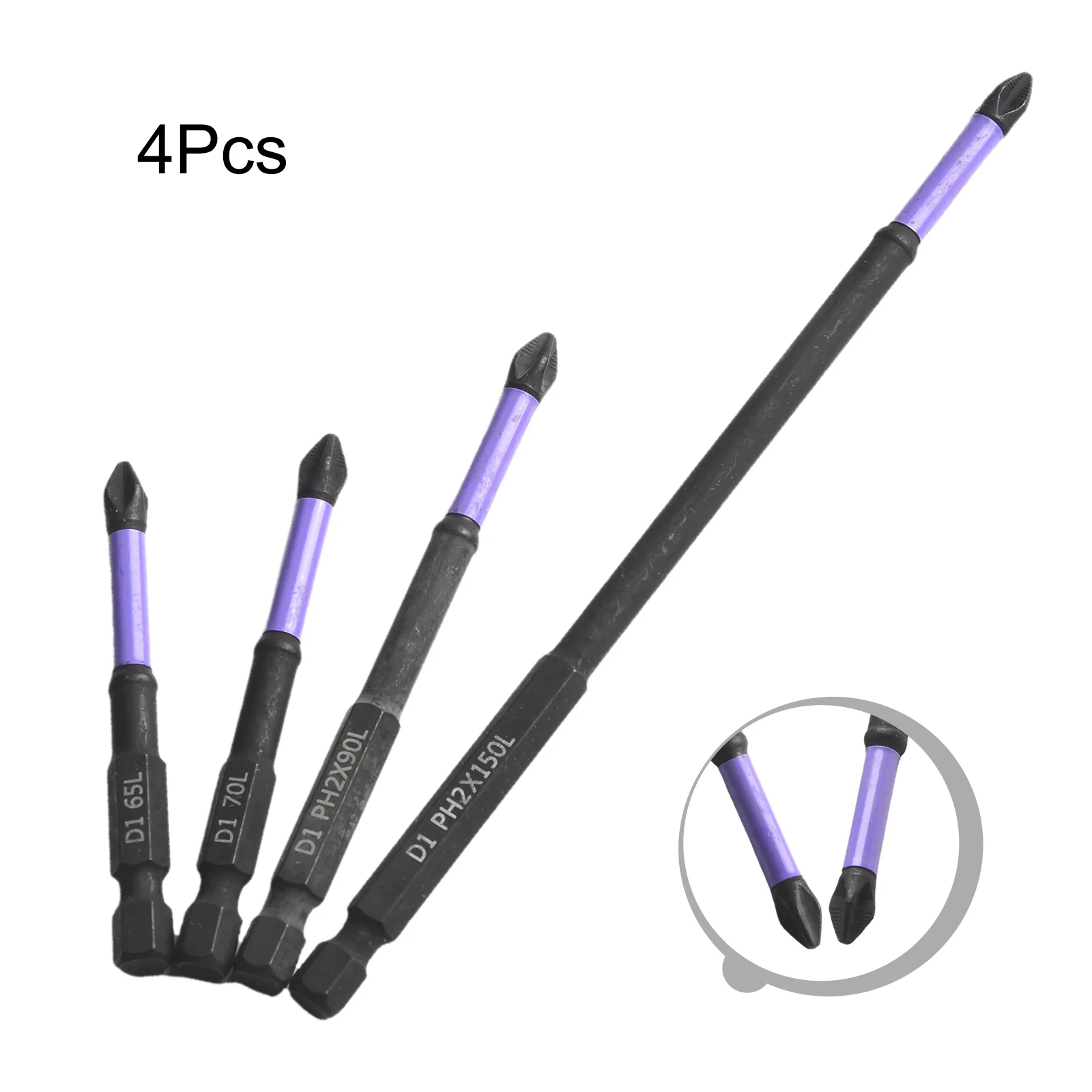 4PC Non-slip PH2 Magnetic Batch Head Cross Screwdriver Hardness  Drill Bit Power Tool Accessories High Quality