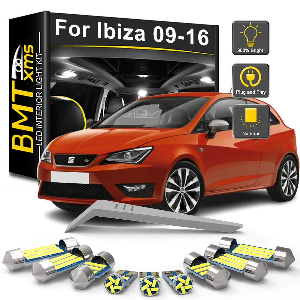 

BMTxms 9Pcs LED Interior Light Bulb Kit For Seat Ibiza 6J 6P 2009 2010 2011 2012 2013 2014 2015 2016 Map Dome Reading Trunk Lamp