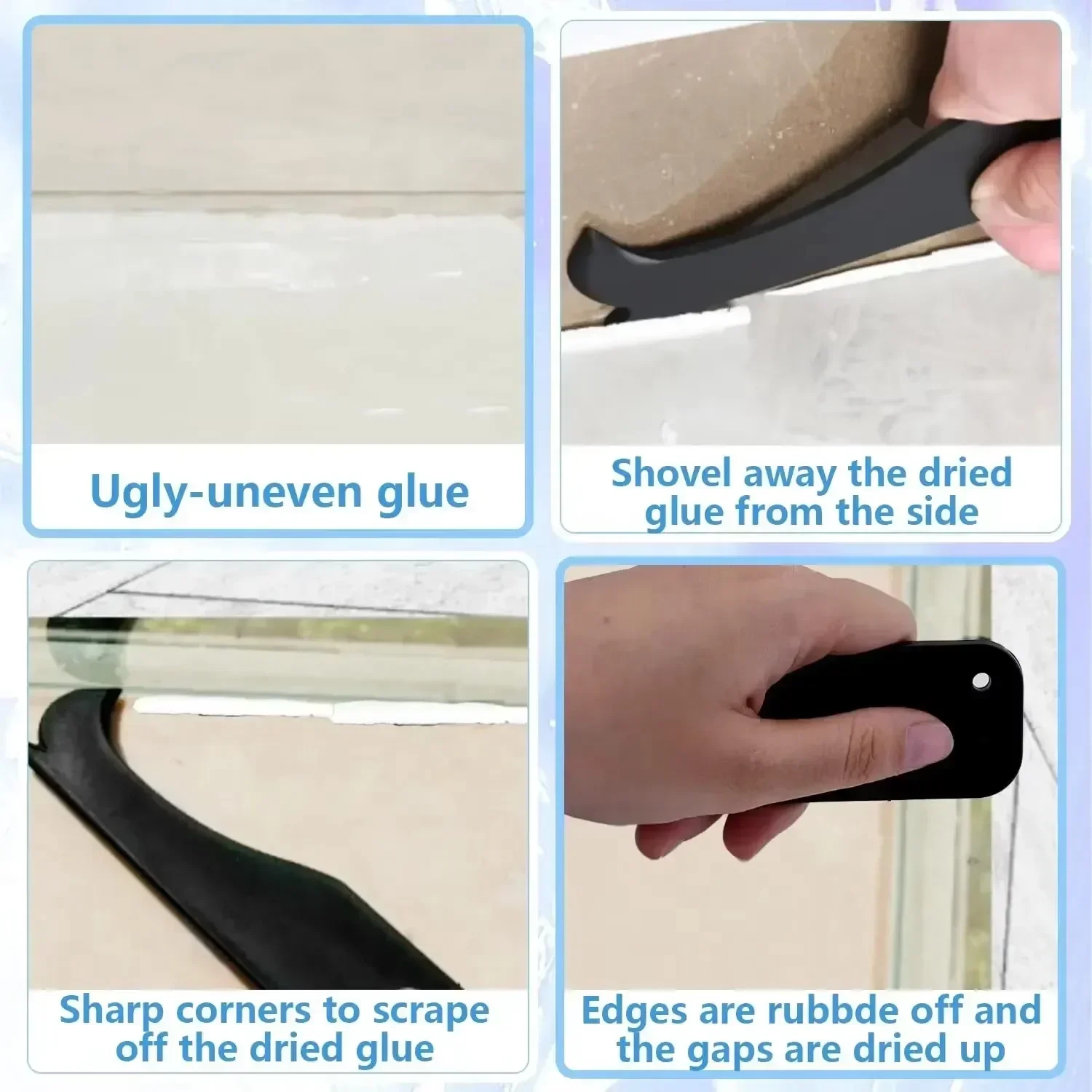 4Pcs Caulking Tool Kit Silicone Joint Sealant Spreader Spatula Scraper Edge Repair Tools Floor Tile Edges Cleaner view 6