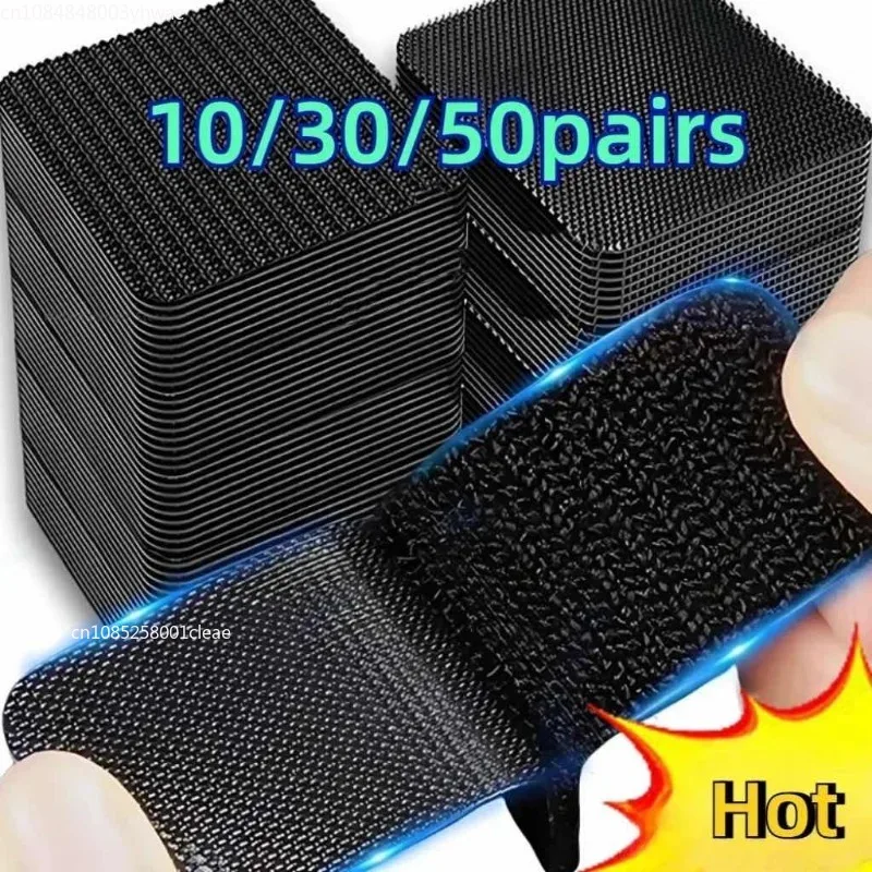 Pegatinas de fijación de alfombras fuertes, cinta de agarre de sujeción táctil autoadhesiva, almohadilla negra, estera de doble cara, parche fijo antideslizante para suelo del hogar