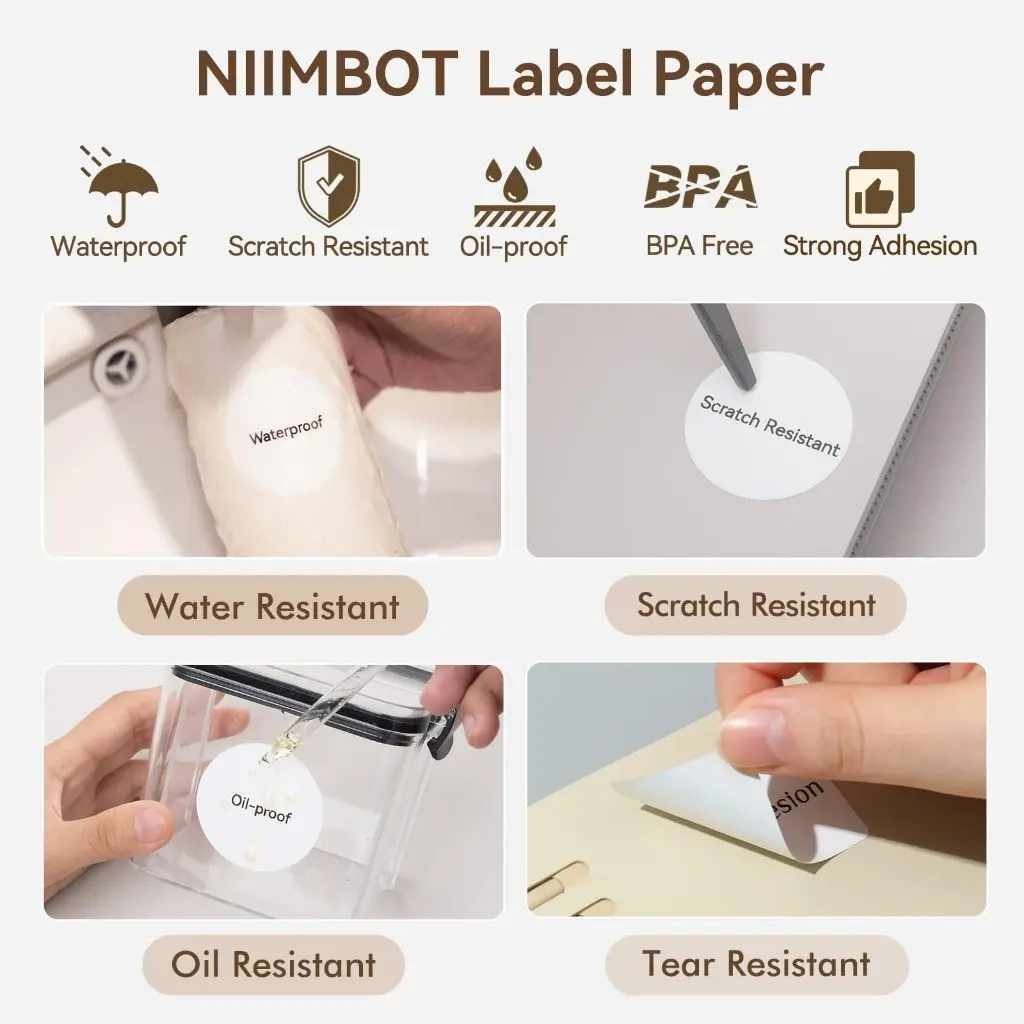 Niimbot B21 B203 B 3S Thermisch Etiket Sticker Papier Afdrukbaar Wit 20-50Mm Breedte Kledinglabel Commodity Prijs Voedsel Zelfklevend