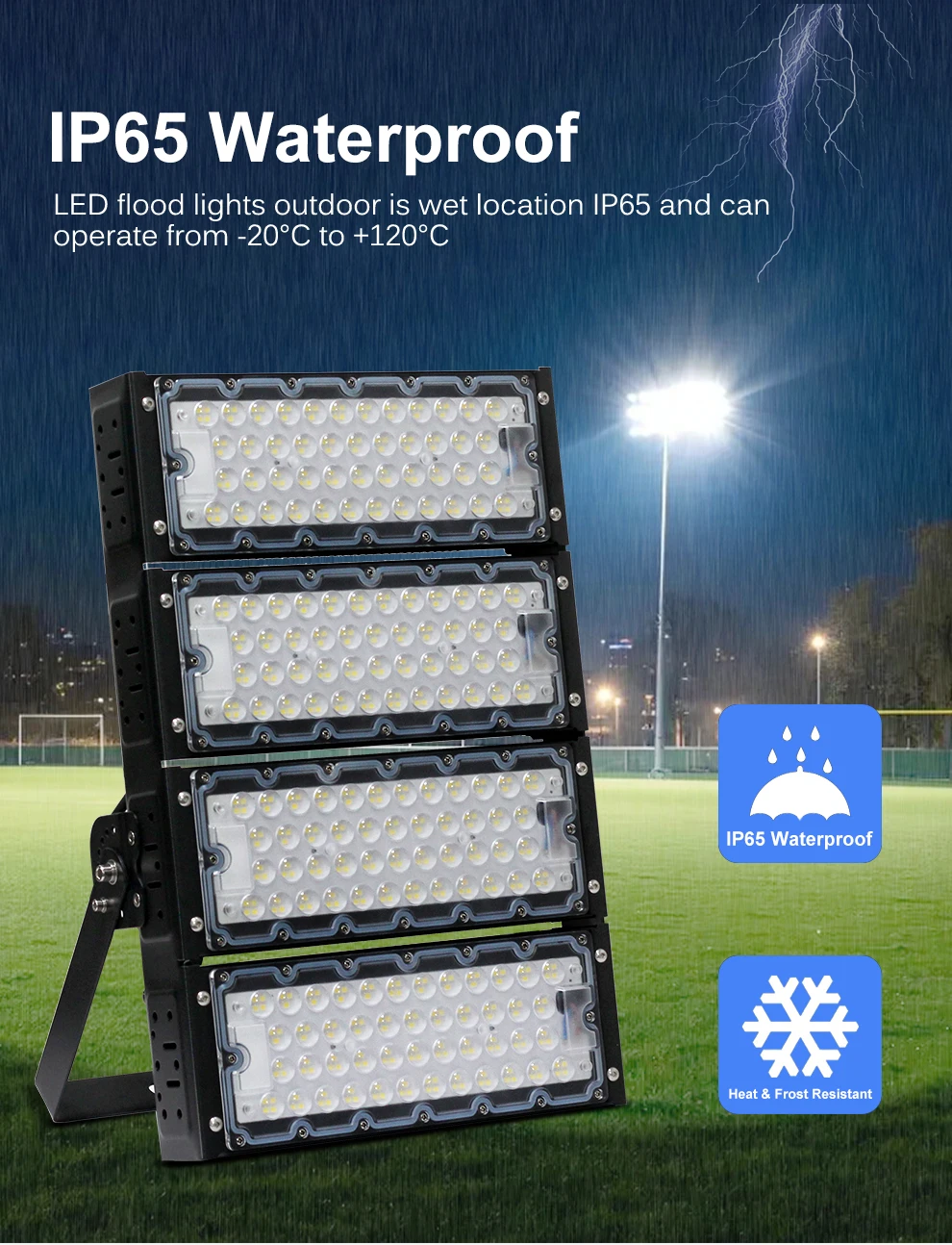Stadion-LED-Flutlicht AC100-277V 100W 200W 300W 400W 600W 800W 6500K 130M/W SMD2835 für Tunnel- und Verkehrsflächenbeleuchtung – Detail 5