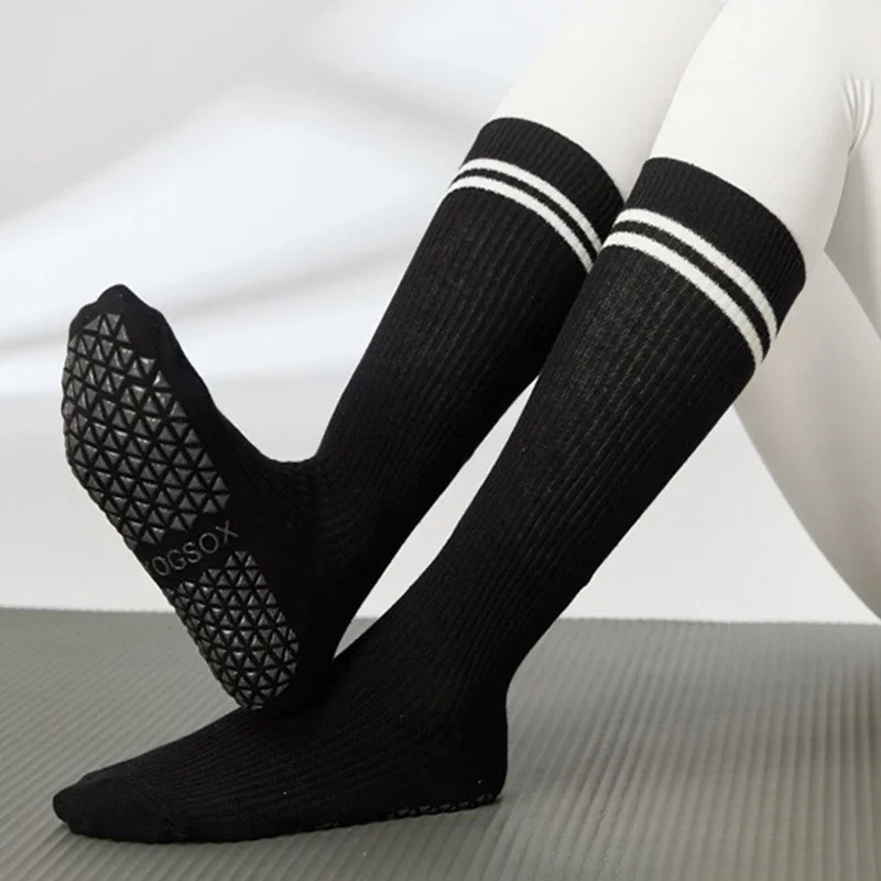 Yoga Socks Cotton Stripe Pile Dot Silicone Non-slip Women High Quality Pilates Grip Over The Calf Socks