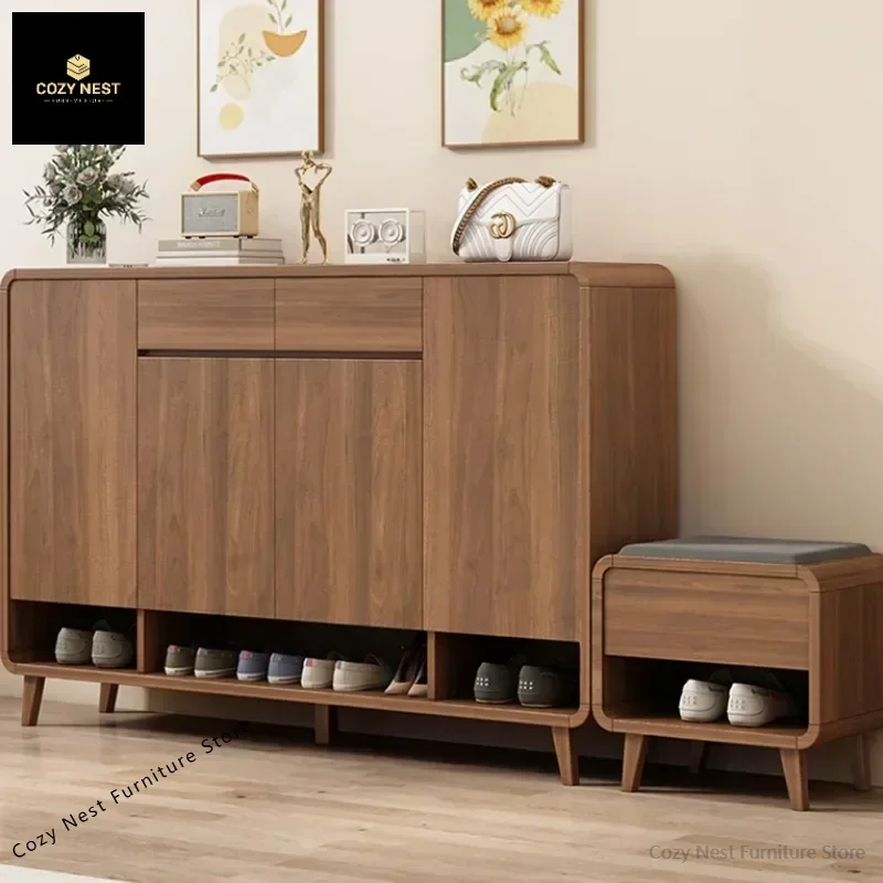 

Wooden Entrance Shoe Cabinet Large Capacity Household Balcony Foyer IndoorZapateros Home Furniture