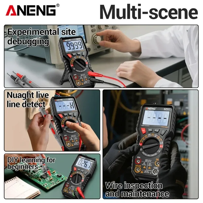 ANENG SZ11 /SZ12Multimeter Neutral/Live Wire Test Diode LCD Backlight ScreenCounts Meter Capacitor Detect Tool