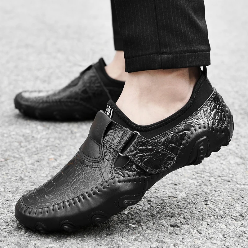 Handmade Leather Men Shoes Casual Brand Mens Loafers Moccasins Fashion Breathable Slip on Driving Shoes Sneakers Plus Size 38-47