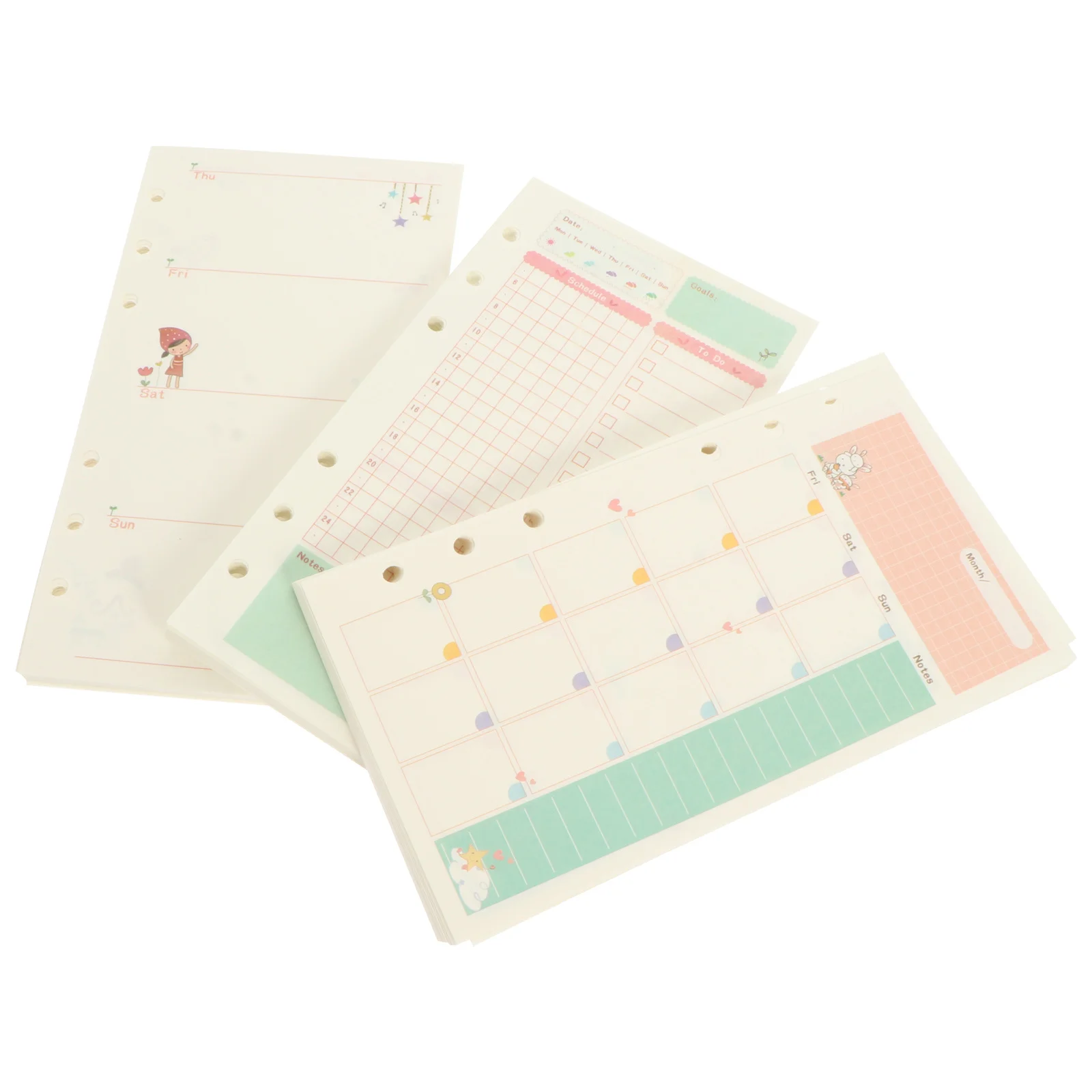 3Pcs Monthly Weekly Daily Planner Refill Papers Thick Smooth Writing Loose Leaf Replacement Sheets for Notebook Journal Office